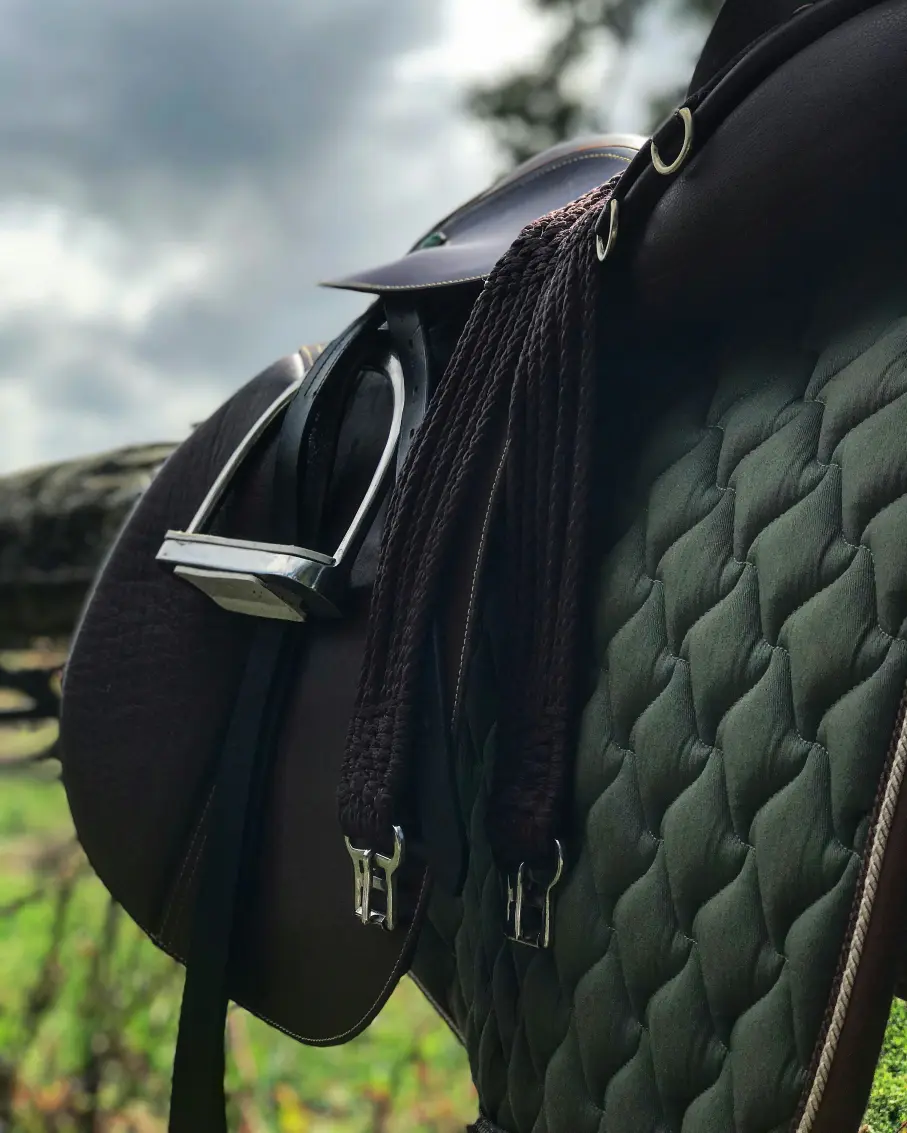 Saddle resting on a fence rail at home